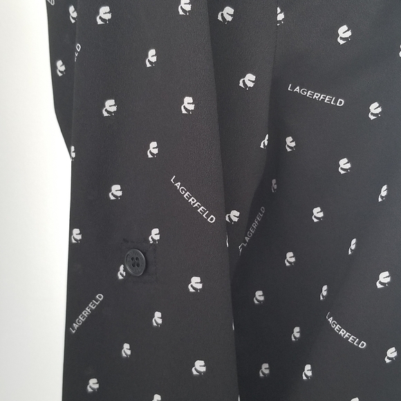 Karl Lagerfeld Black and White Sheer Logo Blouse XL - Picture 5 of 6